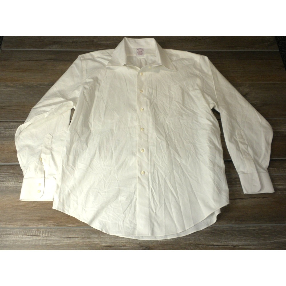 Brooks Brothers Dress Shirt Mens 16.5-35 White Traditional Non Iron Supima Prep